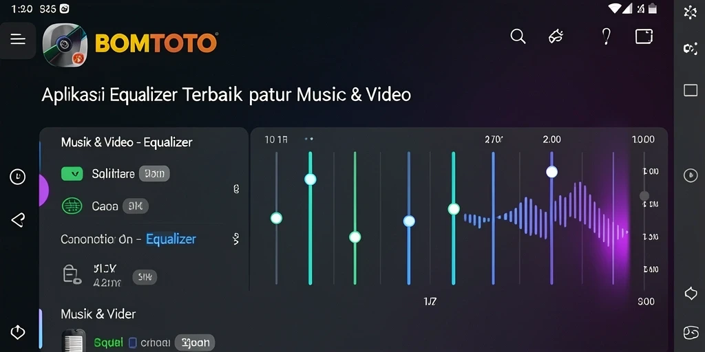Tampilan antarmuka aplikasi Equalizer BOMTOTO yang modern dan fungsional.