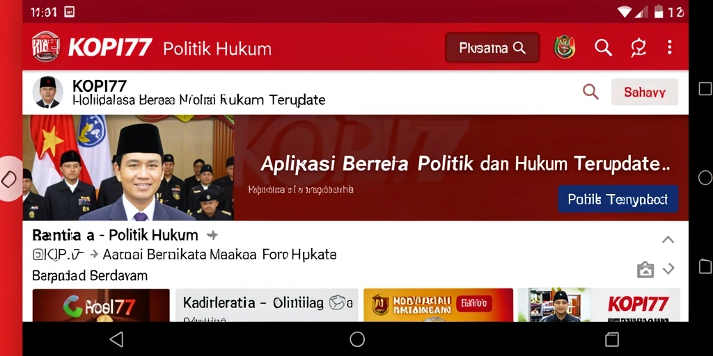 Antarmuka KOPI77 yang menyajikan berita politik dan hukum.