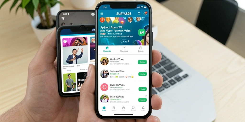 Tampilan antarmuka SURYA898 yang menarik untuk status video.