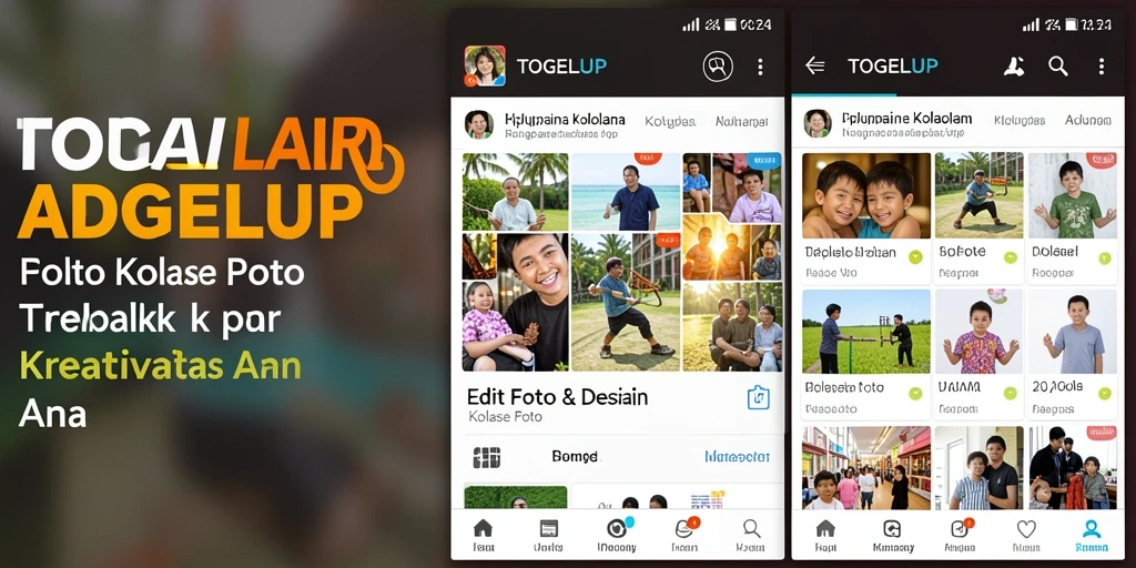 Antarmuka TOGELUP dengan berbagai pilihan kolase foto yang menarik.